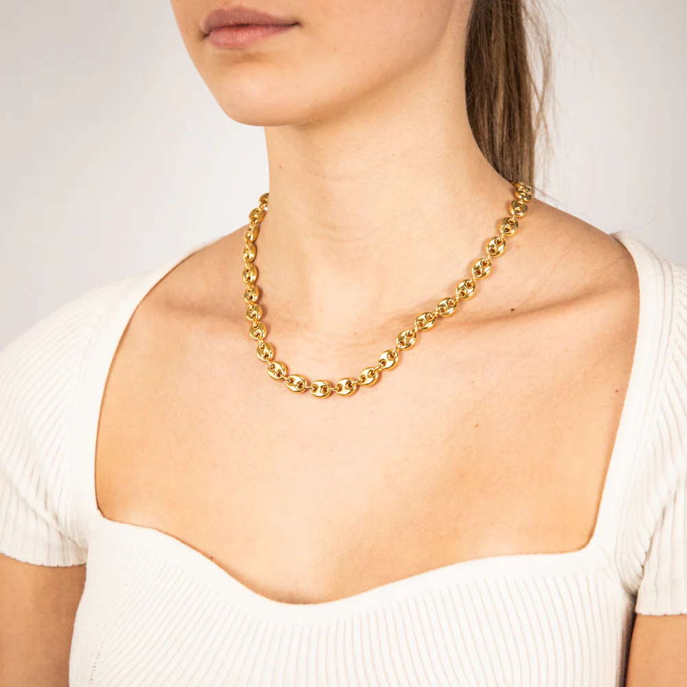 Sterling Silver Gold Plated Puff  45.5cm Chain - Image 2