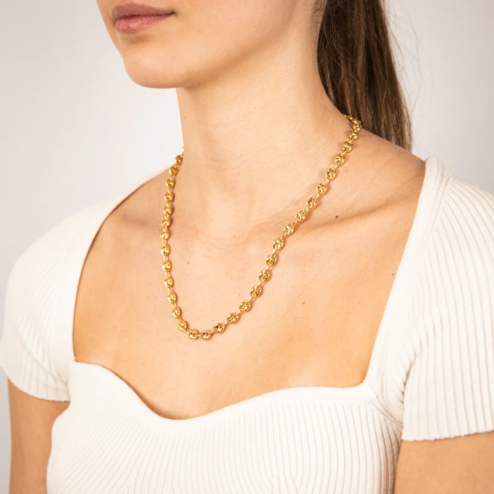 Sterling Silver Gold Plated Puff 50.5cm Chain - Image 3