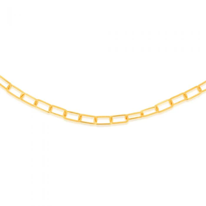 Sterling Silver Gold Plated Rectangle Twistlink 45cm Chain - Image 2