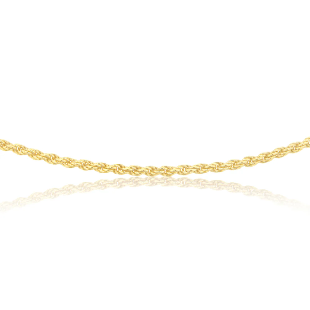 Sterling Silver Gold Plated Rope 50+5cm Chain - Image 2