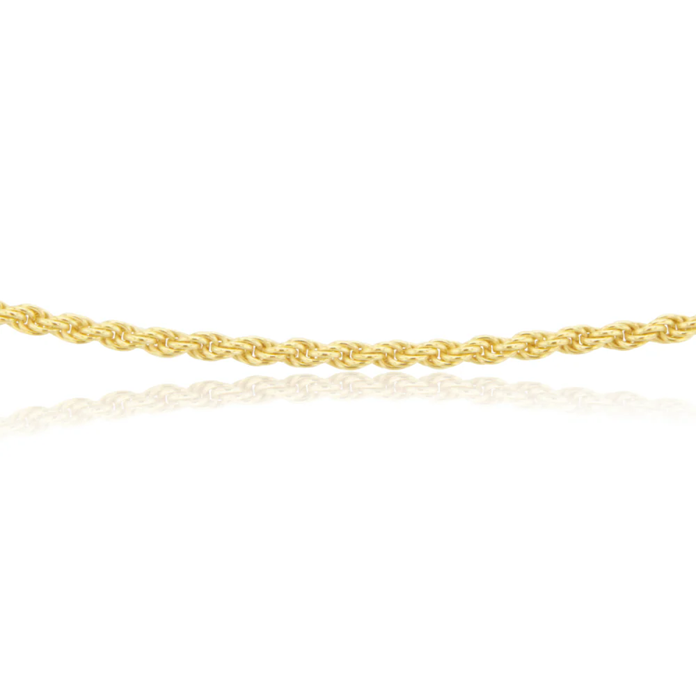 Sterling Silver Gold Plated Rope 50+5cm Chain - Image 3
