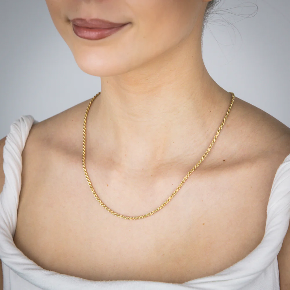 Sterling Silver Gold Plated Rope 50+5cm Chain - Image 4