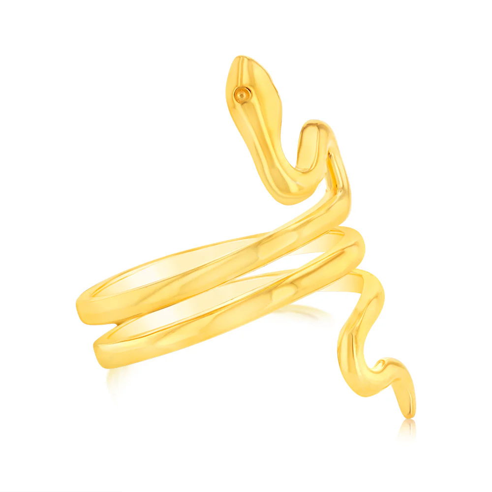 Sterling Silver Gold Plated Spiral Snake Ring - Image 2