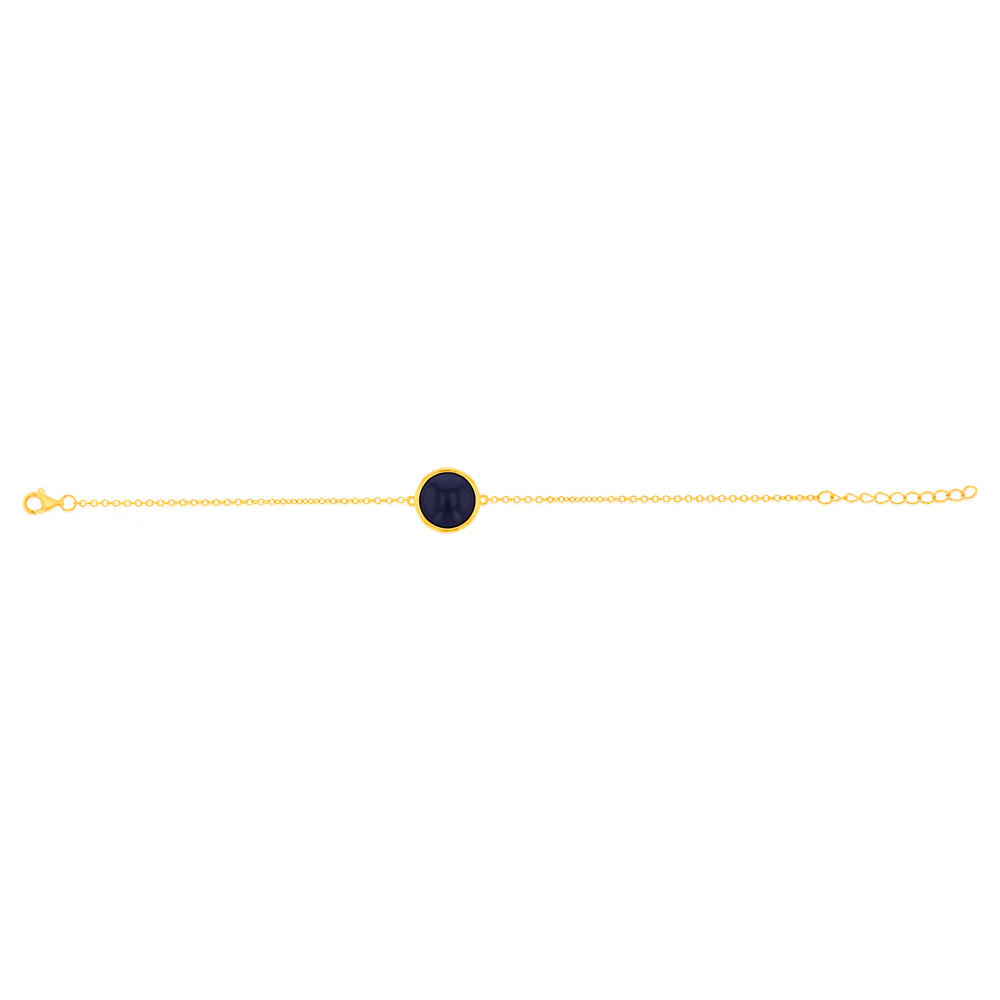 Sterling Silver Gold Plated Synthetic Lapis 16+3cm Bracelet - Image 2