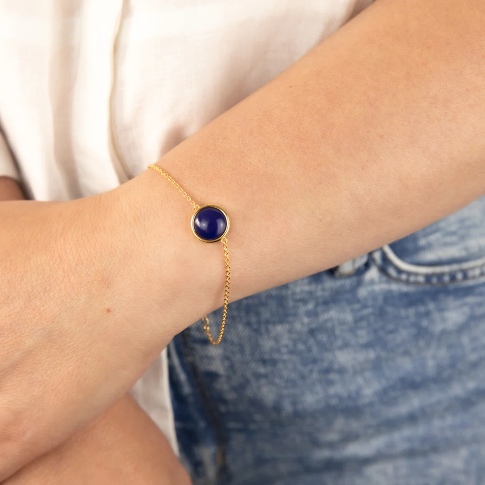 Sterling Silver Gold Plated Synthetic Lapis 16+3cm Bracelet - Image 3