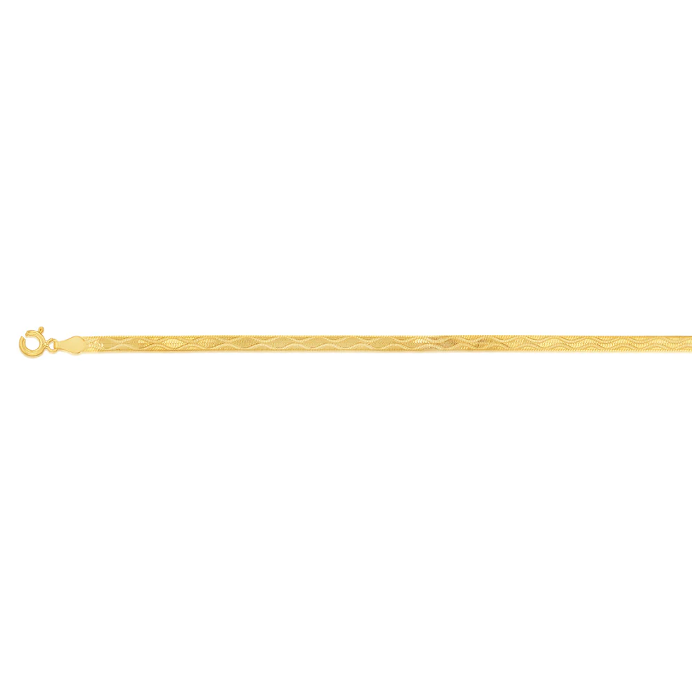 Sterling Silver Gold Plated Textured 4mm Herringbone 19cm Bracelet - Image 2