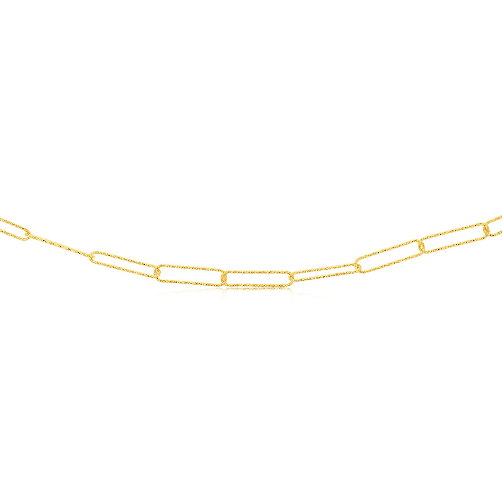Sterling Silver Gold Plated Textured Paperclip 42cm Chain - Image 2