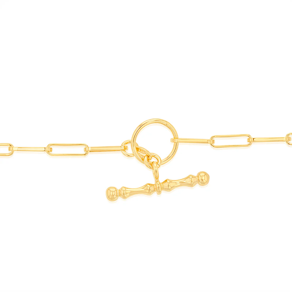 Sterling Silver Gold Plated Toggle Bar Paperclip 45cm Chain - Image 3