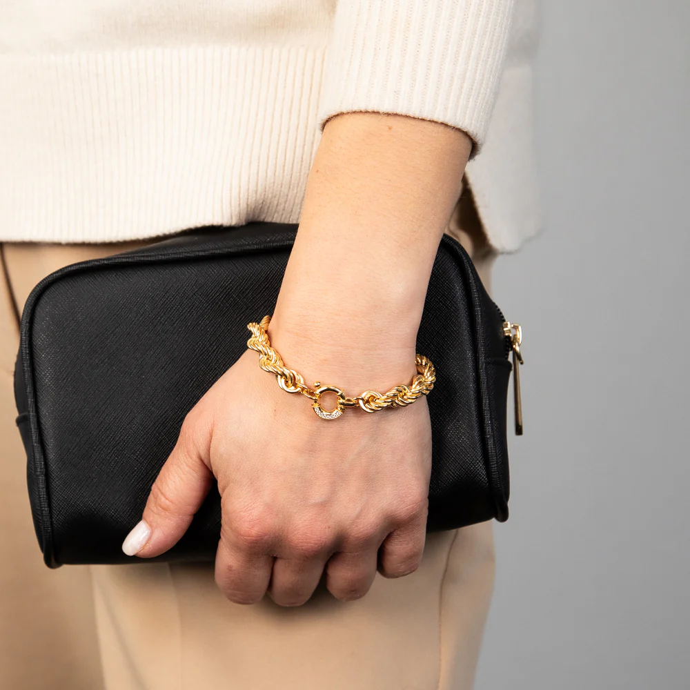 Sterling Silver Gold Plated Twisted 19cm Bracelet - Image 3