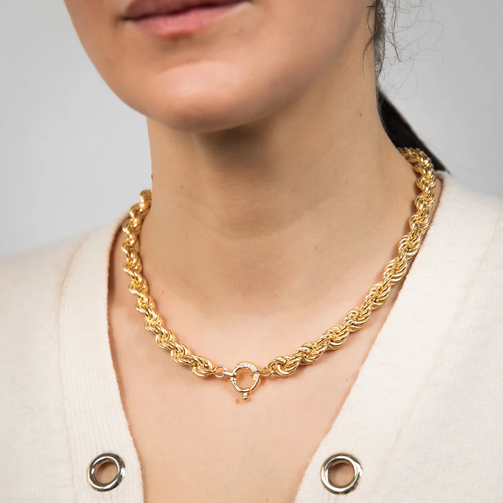 Sterling Silver Gold Plated Twisted 45cm Chain - Image 3
