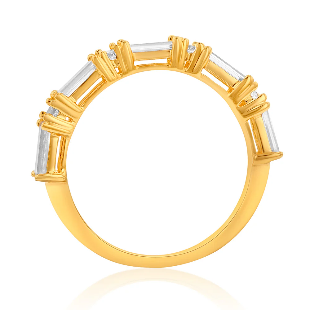 Sterling Silver Gold Plated White Cubic Zirconia Fancy Ring - Image 2