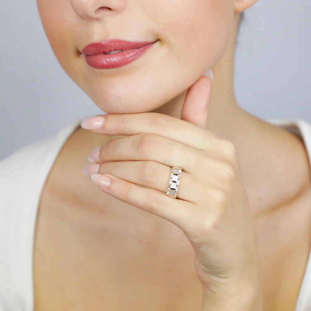 Sterling Silver Gold Plated White Shell Pearl Fancy Ring - Image 3
