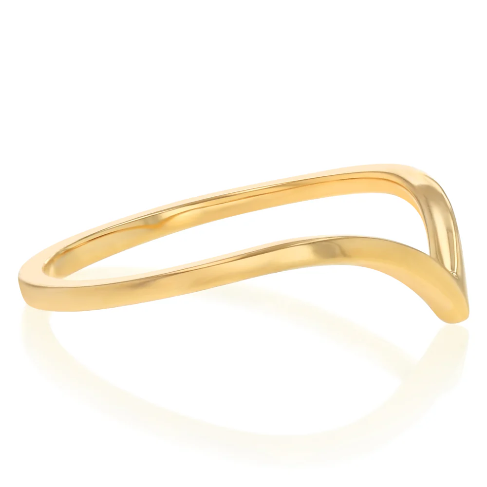 Sterling Silver Gold Plated Wishbone Ring - Image 2