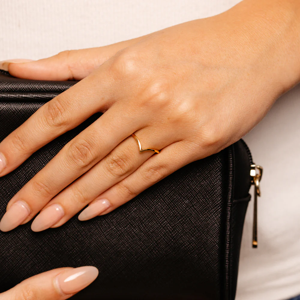 Sterling Silver Gold Plated Wishbone Ring - Image 3