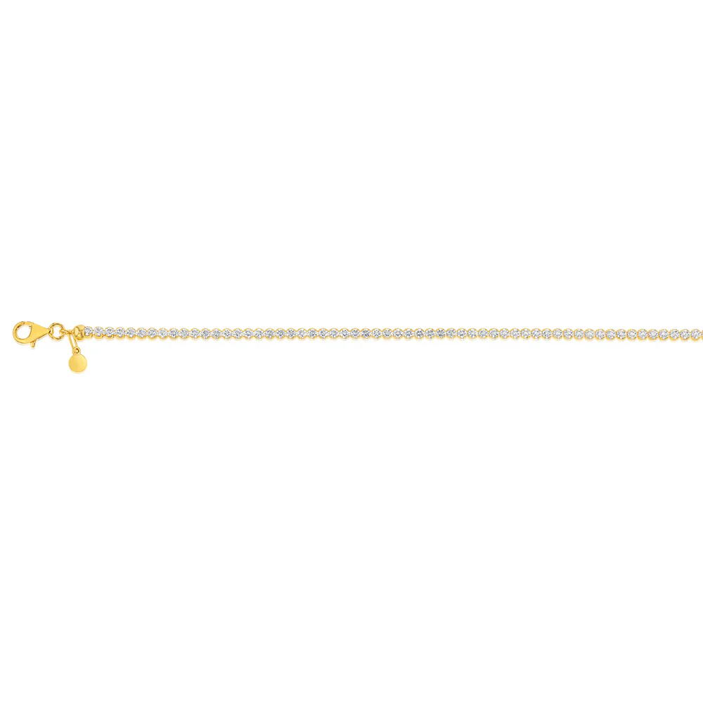 Sterling Silver Gold Plated Zirconia Tennis 19cm Bracelet - Image 2