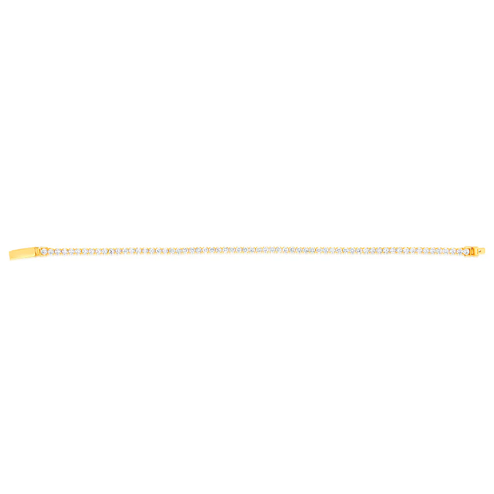 Sterling Silver Gold Plated Zirconia Tennis 19cm Bracelet - Image 2