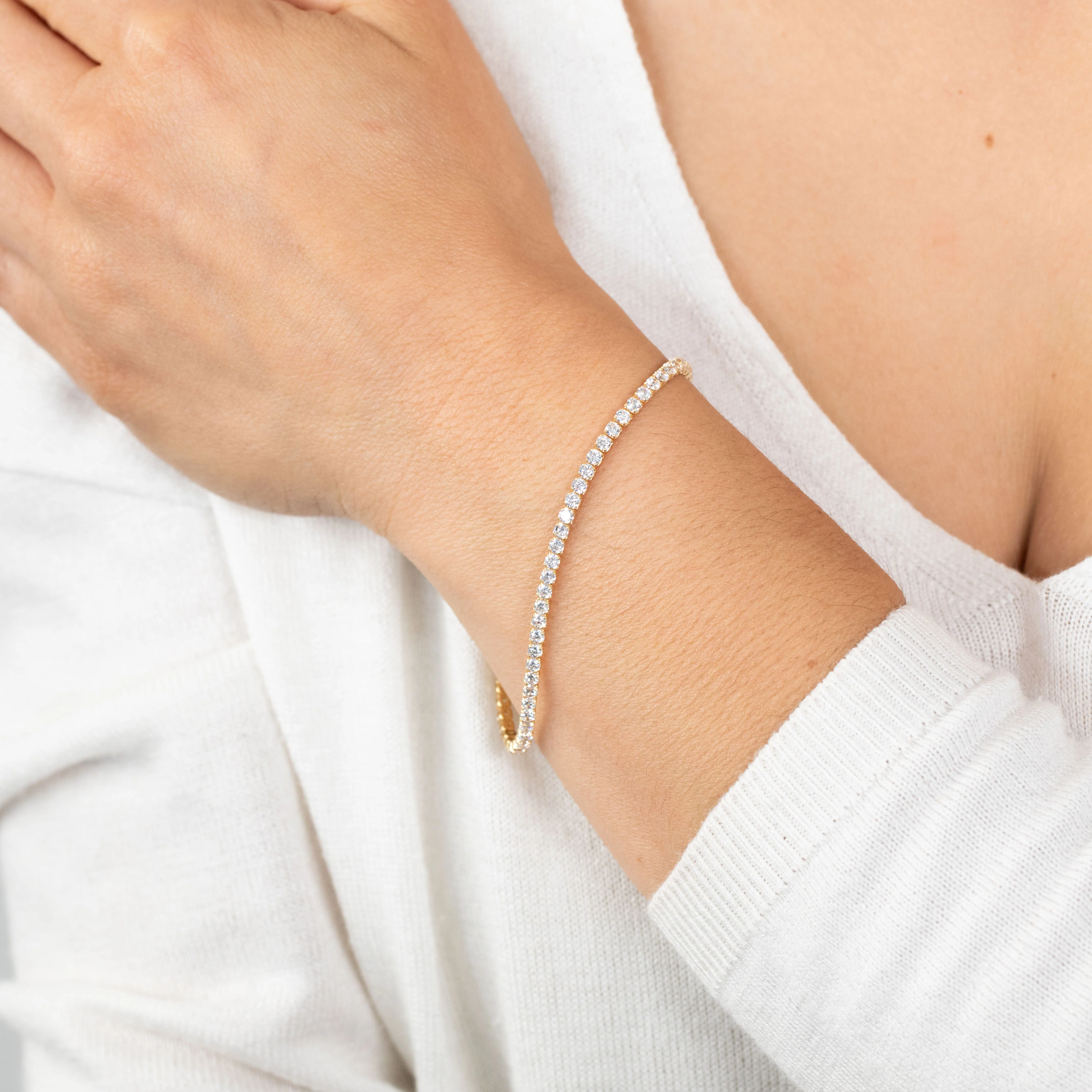 Sterling Silver Gold Plated Zirconia Tennis 19cm Bracelet - Image 3