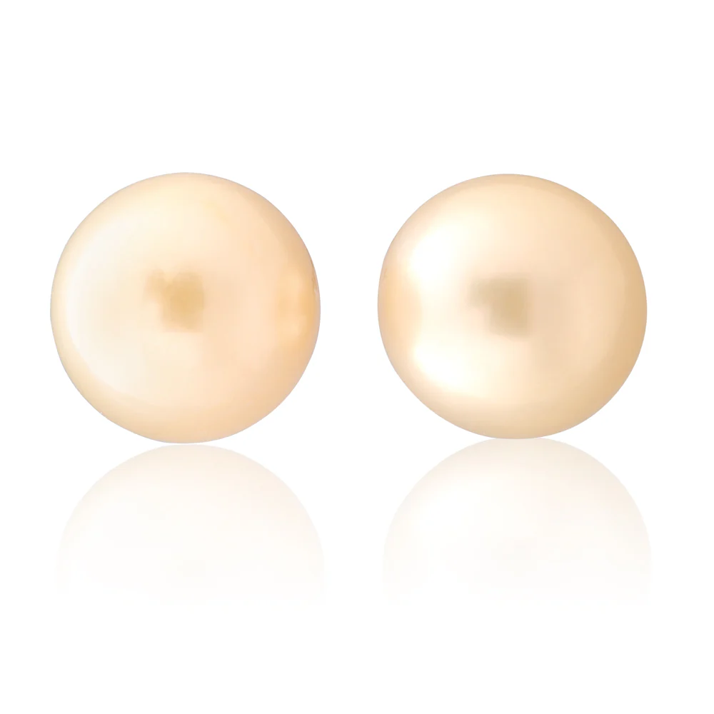 Sterling Silver Golden South Sea approx 9-10mm Pearl Studs - Image 2