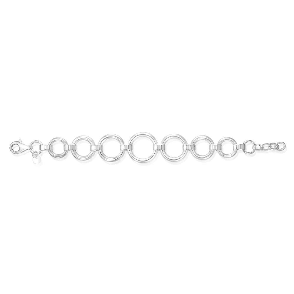Sterling Silver Graduating Circles Link 19cm Bracelet - Image 2