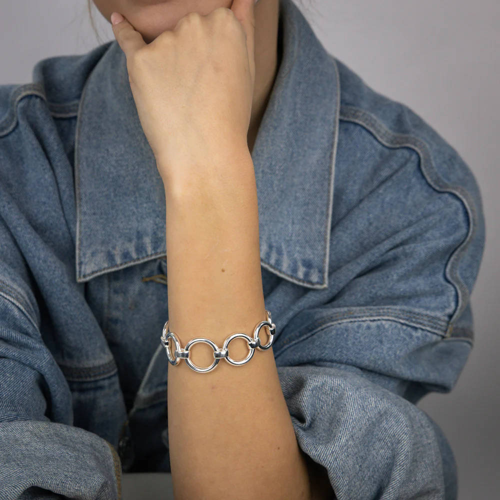 Sterling Silver Graduating Circles Link 19cm Bracelet - Image 3