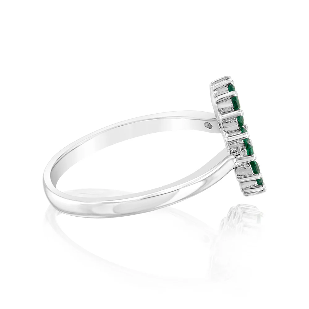 Sterling Silver Green Cubic Zirconia Circle Of Life Ring - Image 2