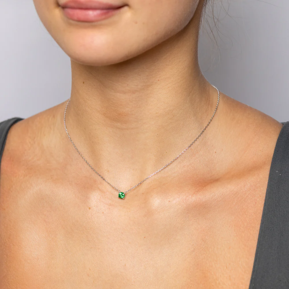 Sterling Silver Green CZ with 40+5cm Chain - Image 2