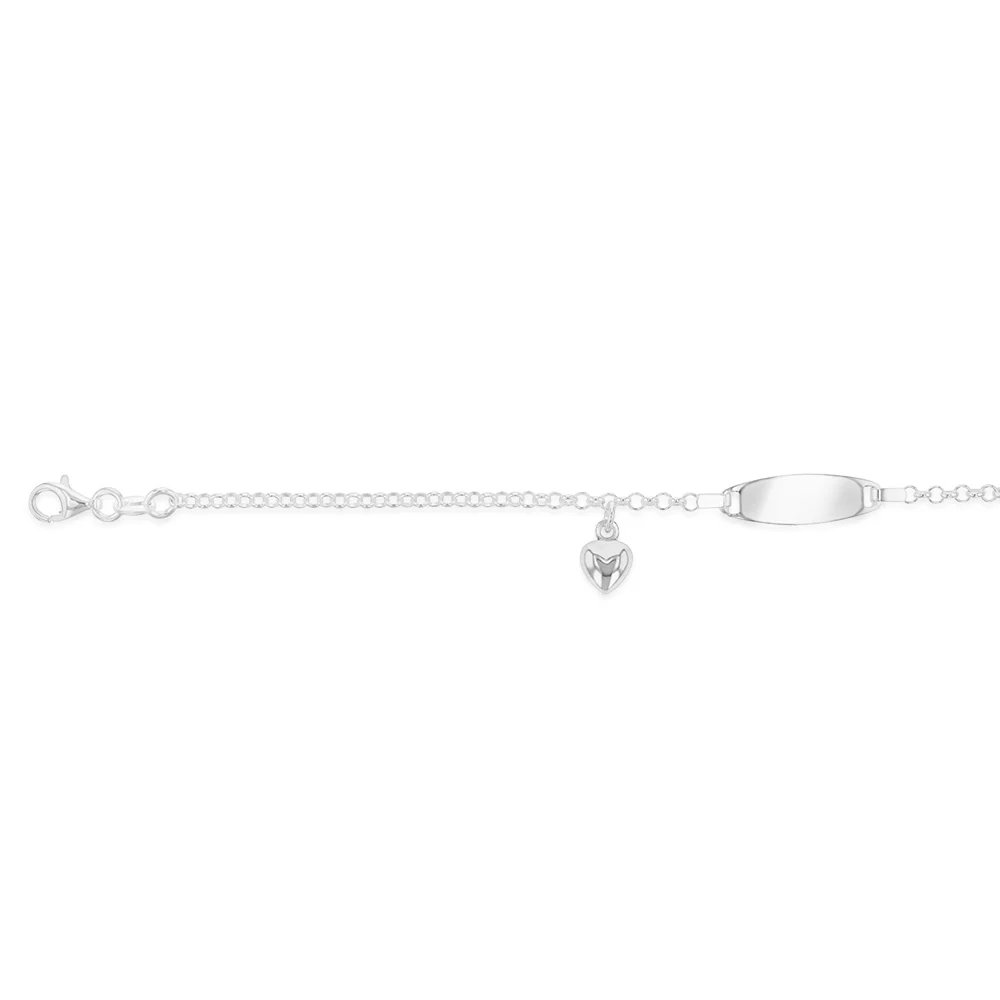 Sterling Silver Heart Charm Belcher ID 18cm Bracelet - Image 2