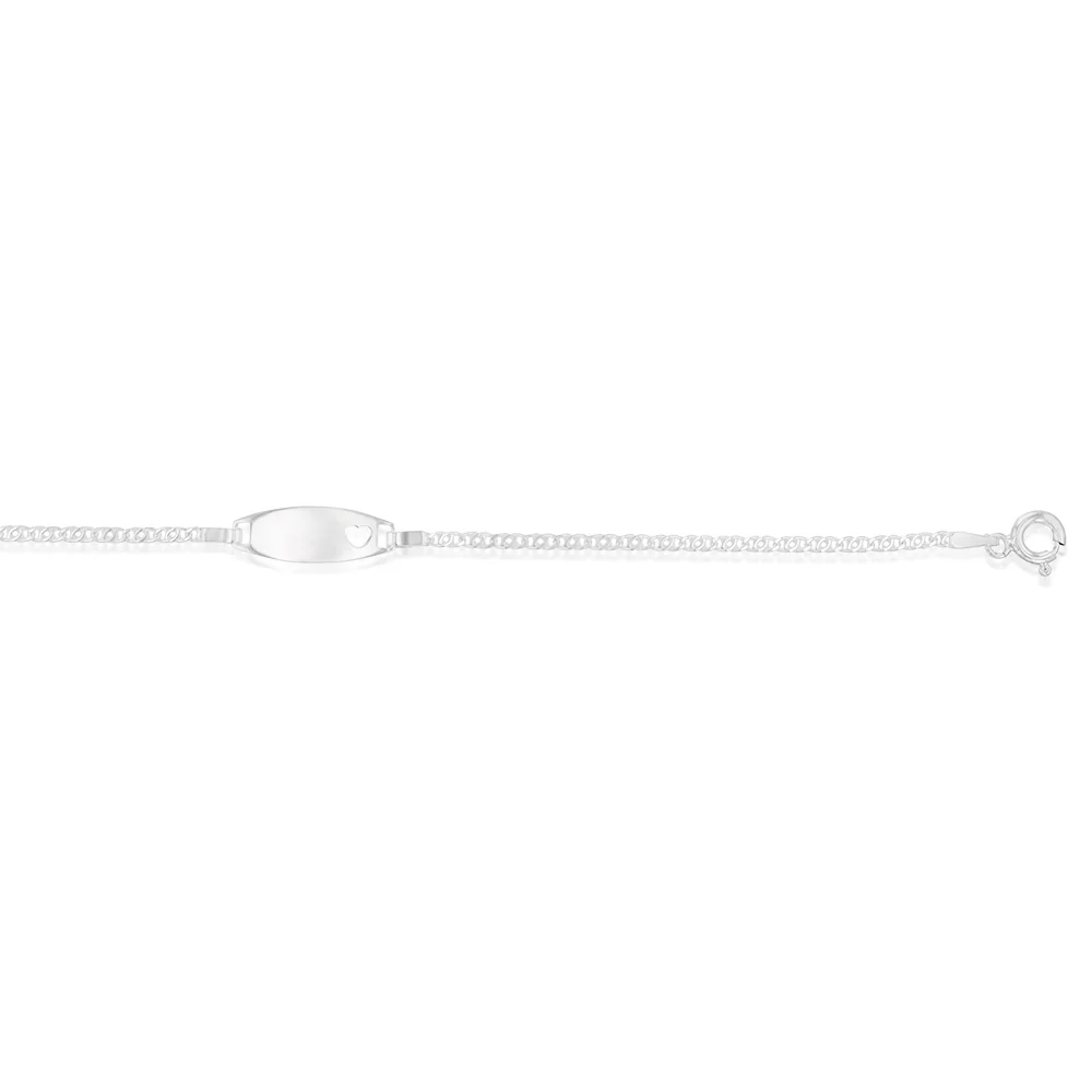 Sterling Silver Heart Cut Out On 16+3cm ID Bracelet - Image 2