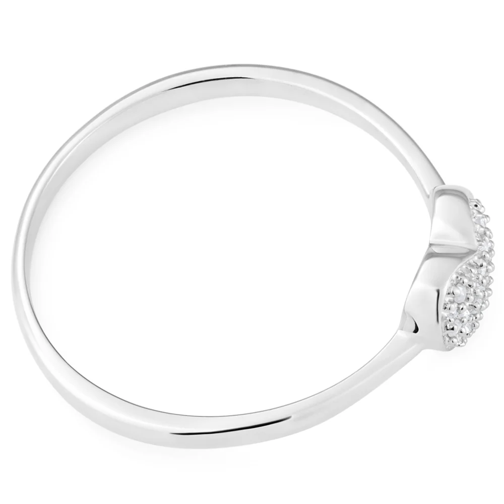Sterling Silver Heart Diamond Ring - Image 2