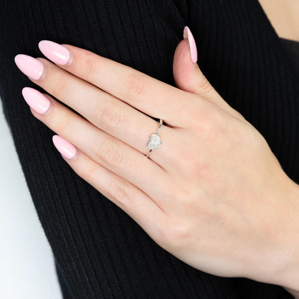 Sterling Silver Heart Diamond Ring - Image 3