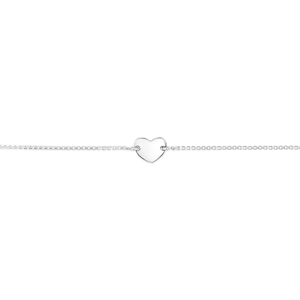 Sterling Silver Heart Disc Adjustable Friendship Bracelet - Image 2