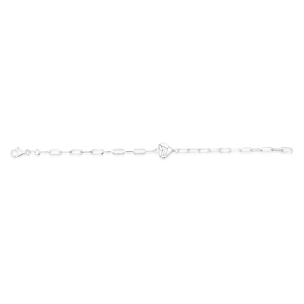 Sterling Silver Heart Paperclip 19cm Bracelet - Image 2