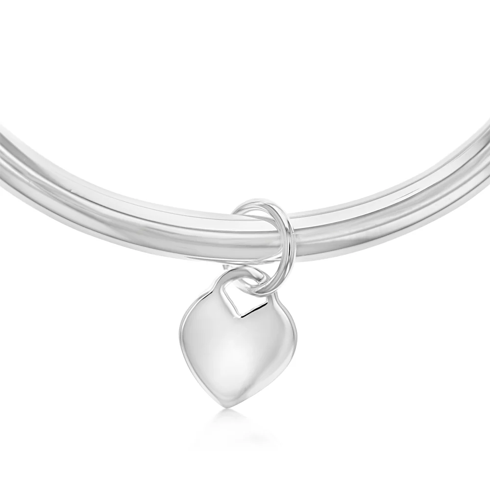 Sterling Silver Heart Torque Baby Bangle - Image 3