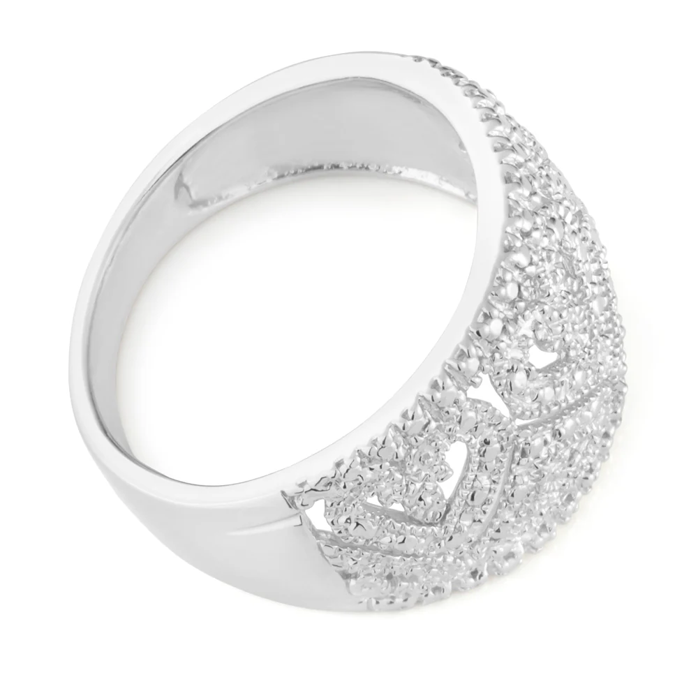 Sterling Silver Hearts Diamond Ring with 1 Brilliant Cut Diamond - Image 2