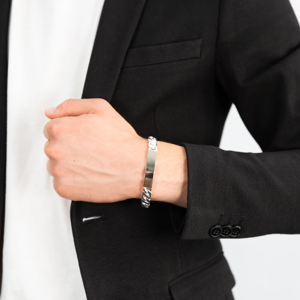 Sterling Silver Heavy ID 22cm Bracelet - Image 3