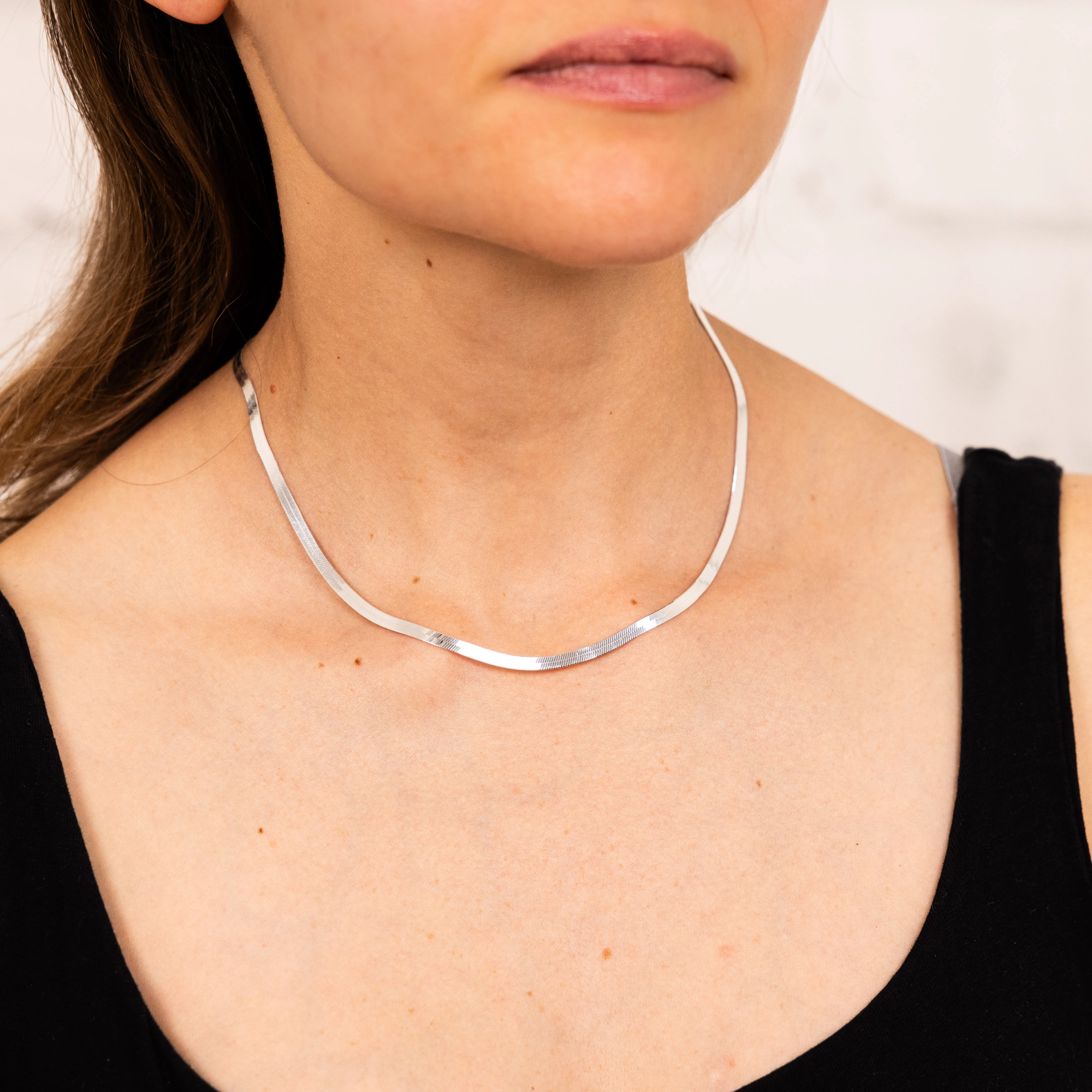 Sterling Silver Herringbone 37+5cm Chain - Image 3