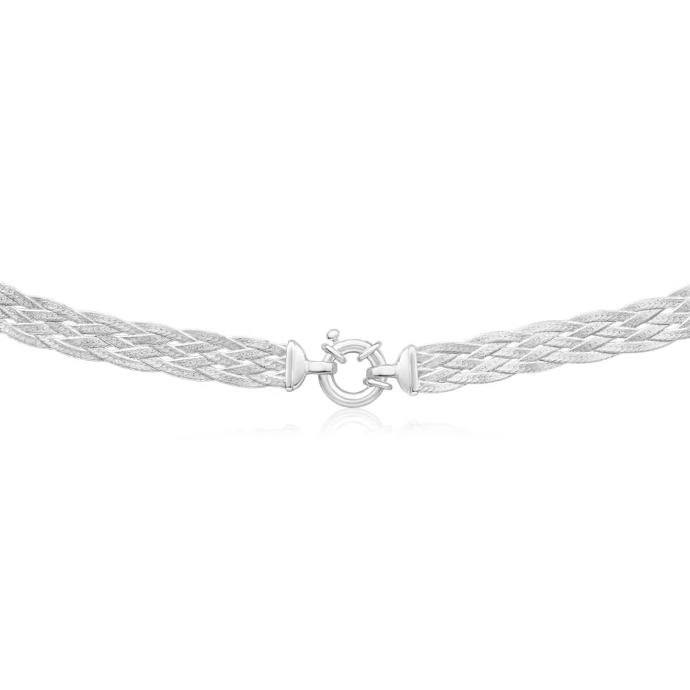 Sterling Silver Herringbone Plaited Boltring Chain 45cm - Image 2