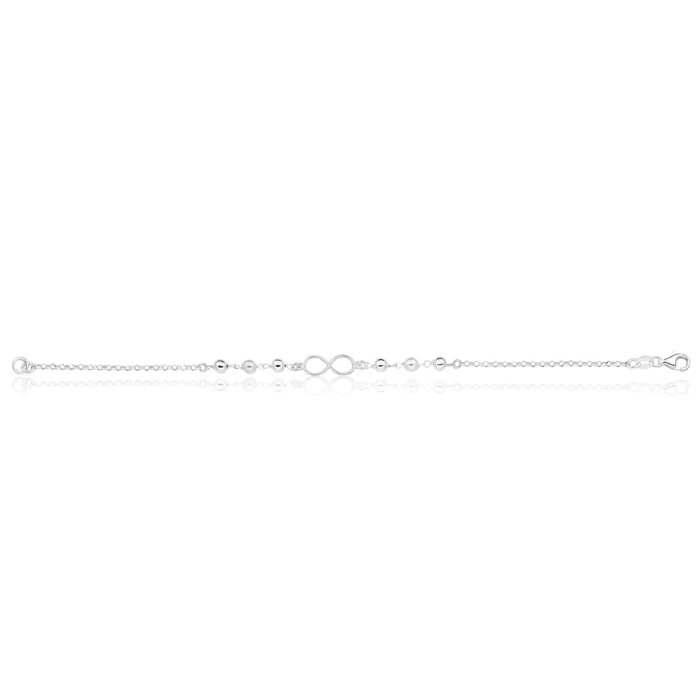 Sterling Silver Infinity and Simulated Pearl Fancy Bracelet 19cm - Image 2