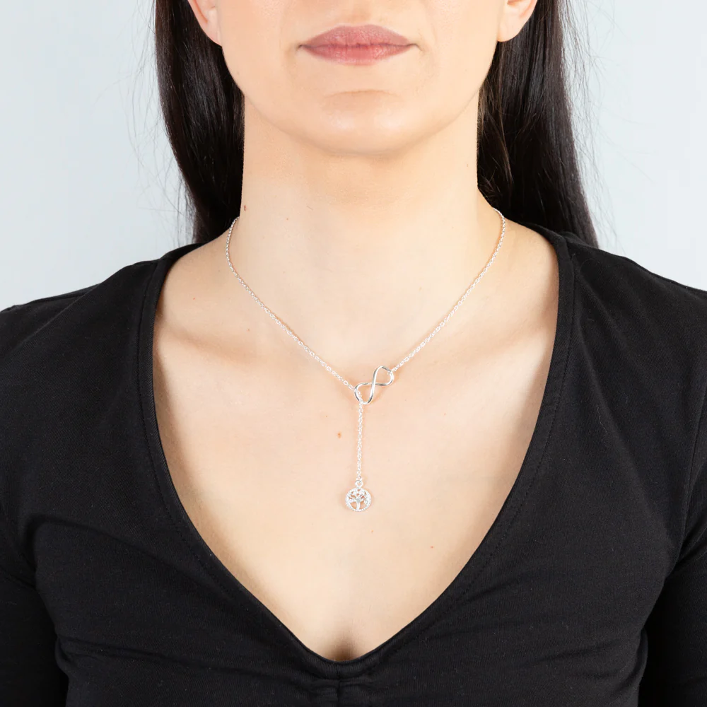 Sterling Silver Infinity And Tree Of Life Charm 45cm Chain - Image 3