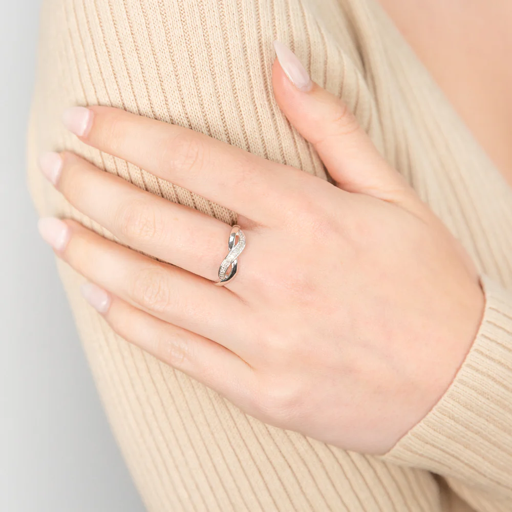 Sterling Silver Infinity Diamond Ring - Image 3