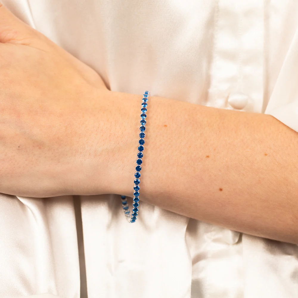 Sterling Silver Ink Blue Zirconia 19cm Tennis Bracelet - Image 3