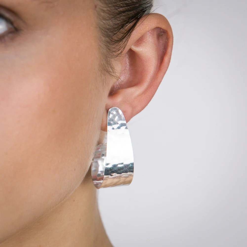 Sterling Silver "J" Shaped Stud Earrings - Image 2