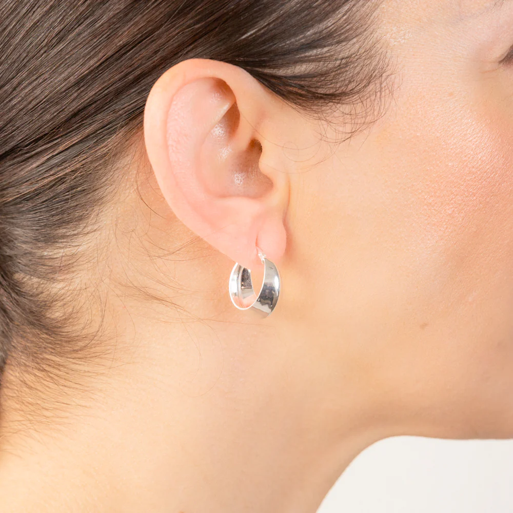 Sterling Silver Knife Edge 13mm Hoop Earrings - Image 2