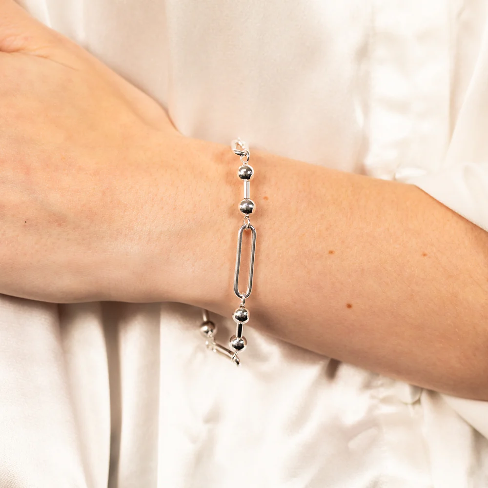 Sterling Silver Link And Ball 20cm Bracelet - Image 3