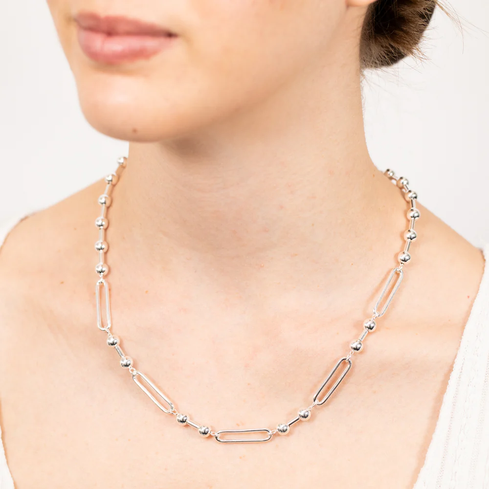 Sterling Silver Link And Ball 45cm Chain - Image 2