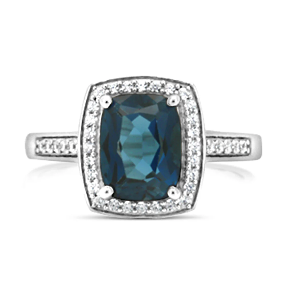 Sterling Silver London Blue Topaz & 38Cubic Zirconia Ring - Image 2