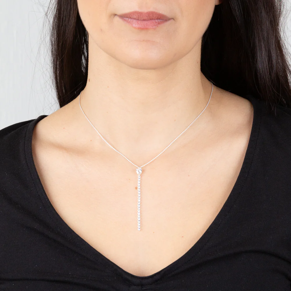 Sterling Silver Long Pendant On 45cm Chain - Image 2
