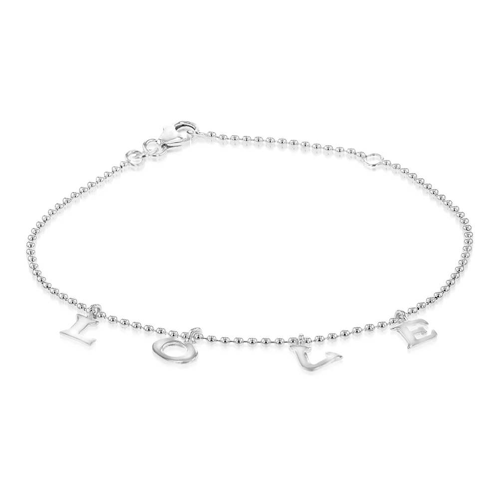 Sterling Silver Love Charm 16+3cm Bracelet - Image 2