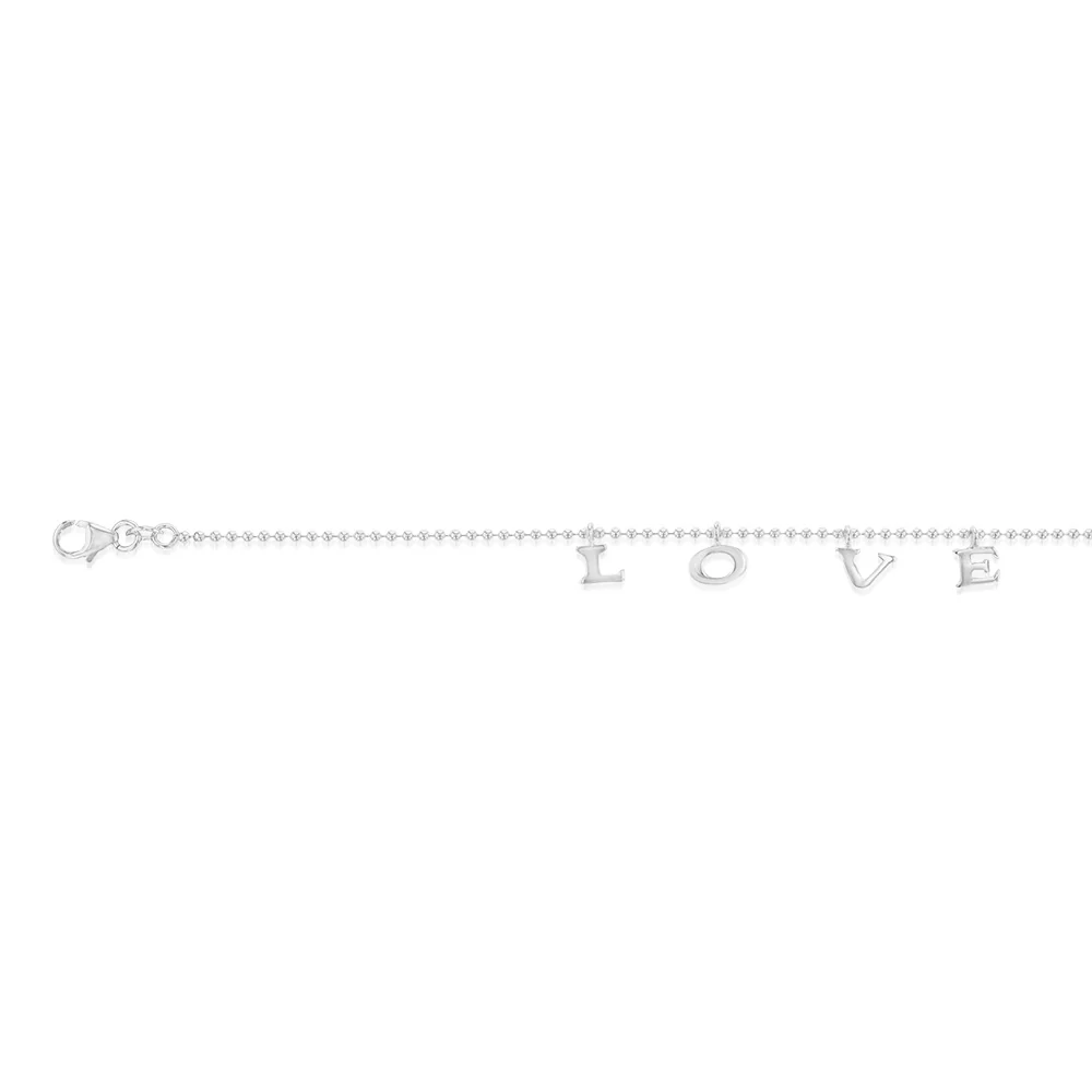 Sterling Silver Love Charm 16+3cm Bracelet - Image 3