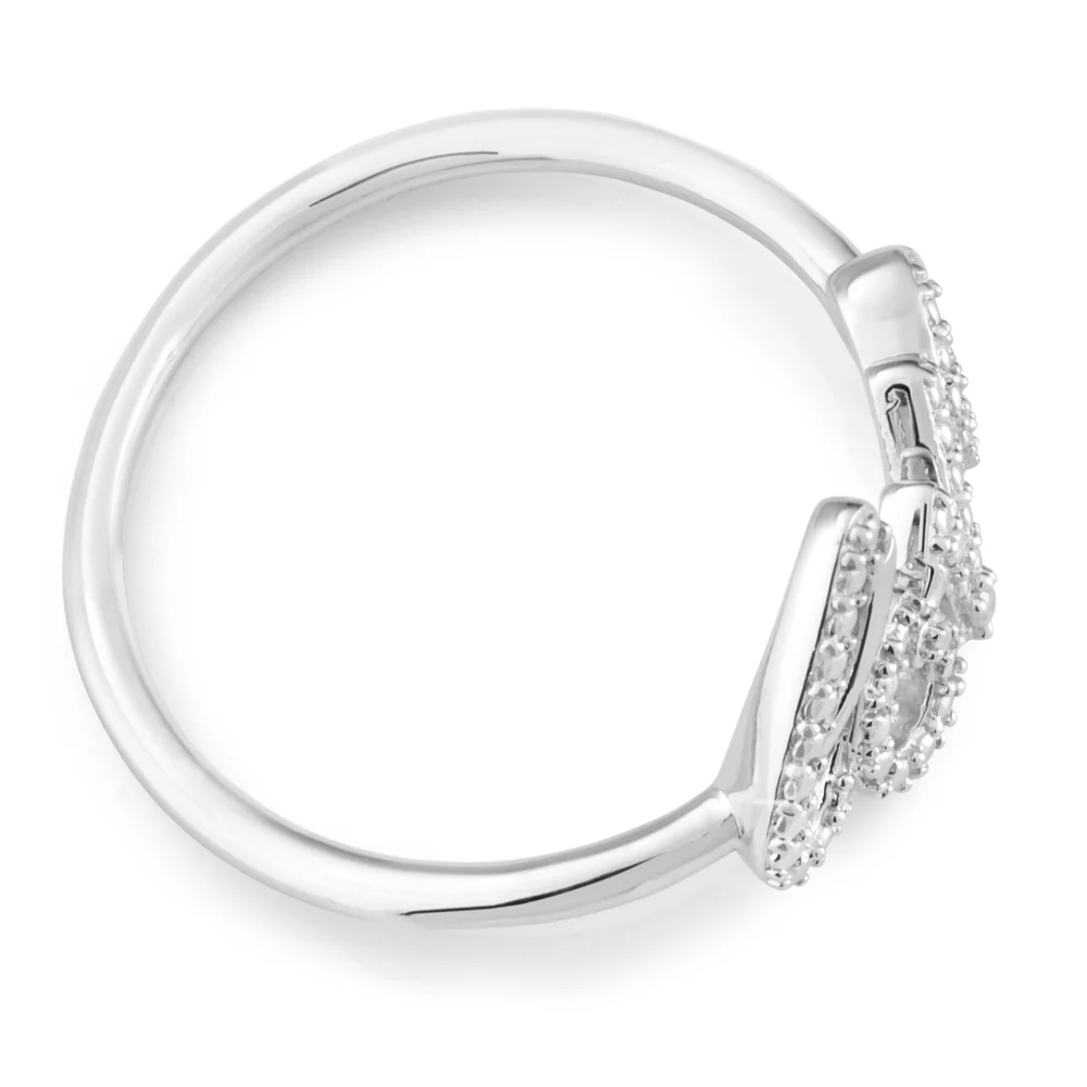 Sterling Silver Love Diamond Ring with 1 Brilliant Cut Diamond - Image 2